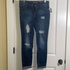 Refuge ripped boyfriend jeans, size 8, dark denim